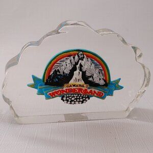 RARE Canada's Wonderland Transparent Acrylic Paper Weight Free Standing …